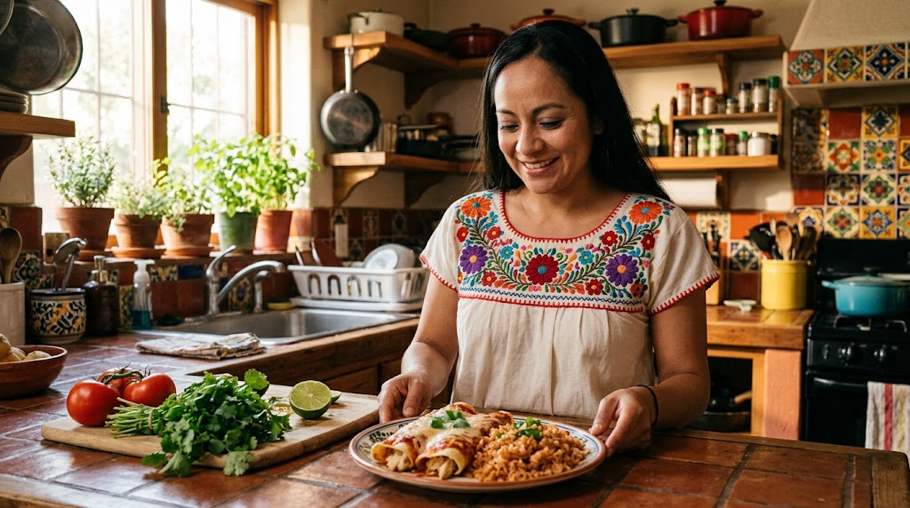Healthy Chicken Enchiladas and Mexican Rice for One | High-Protein ...